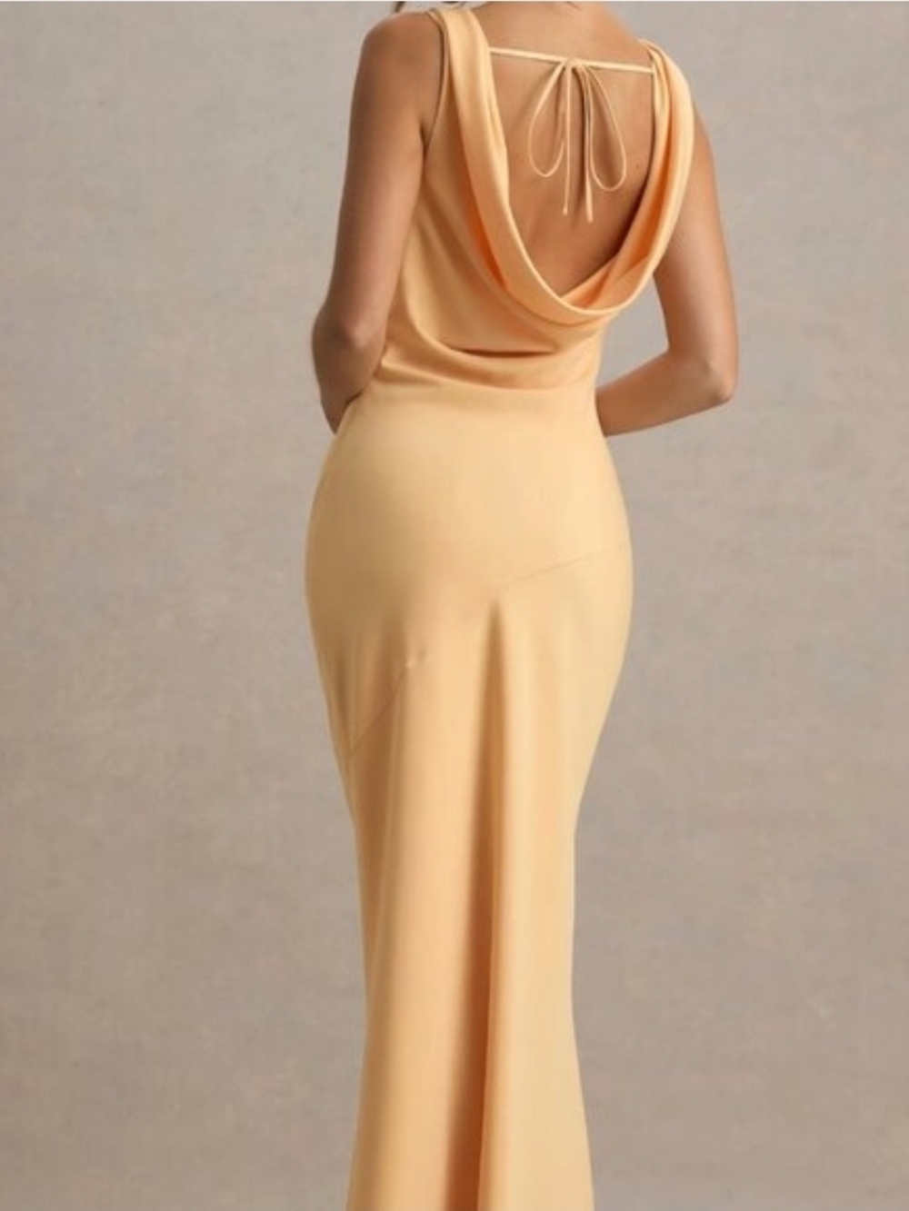 Club L London Vibrant Peach Cowl-Neck Maxi Dress